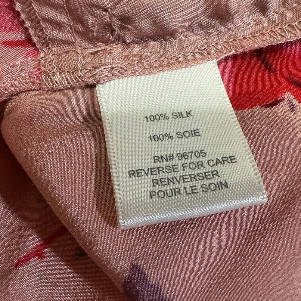 Rebecca Taylor 100%  Silk Rose Print Blouse Sz 8 - Picture 9 of 10